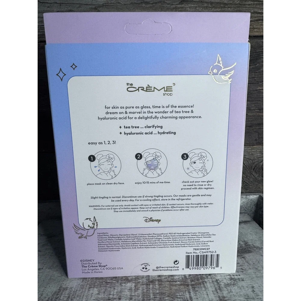 The Creme Shop Disney Cinderella Mask | 3-Pack | Hydrating | MSRP $18